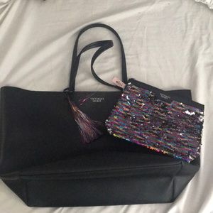 Very Large Black Victoria’s Secret tote w Sparkles